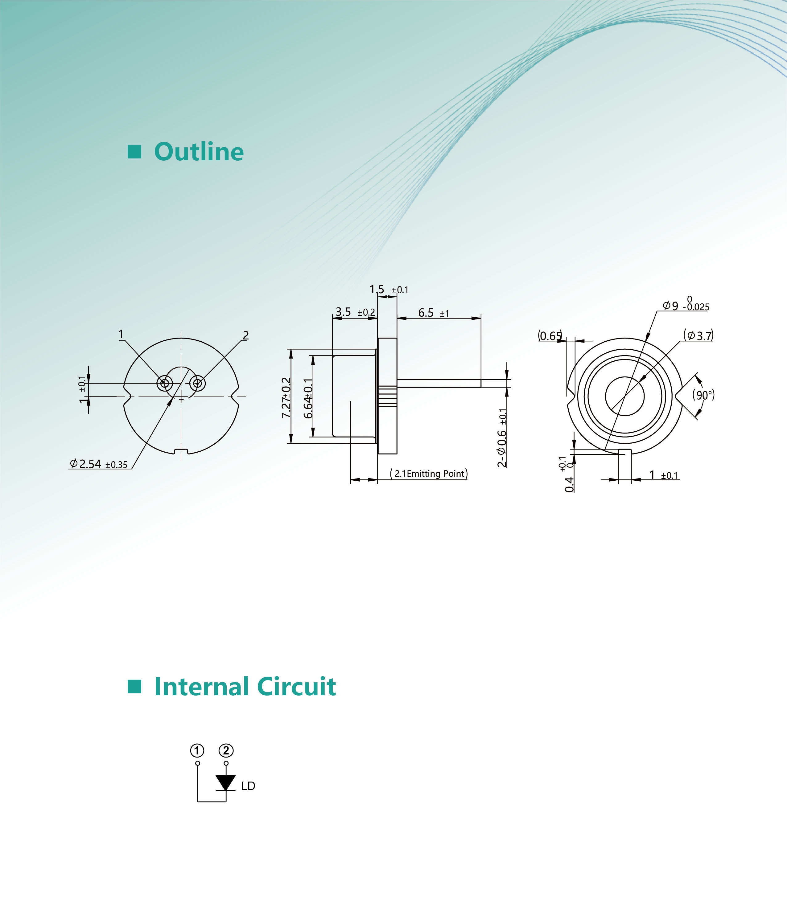 638nm--1.2W--TO9--红光激光二极管-MU83R-2-结构图